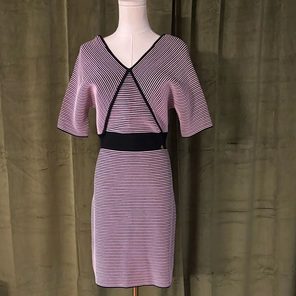 Versace Black and Pink Striped Dress, Size46(L) - Picture 2 of 11